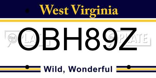 OBH89Z West Virginia License Plate