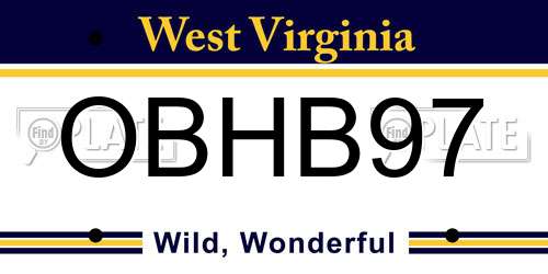 OBHB97 West Virginia License Plate