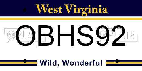 OBHS92 West Virginia License Plate