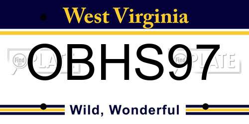 OBHS97 West Virginia License Plate