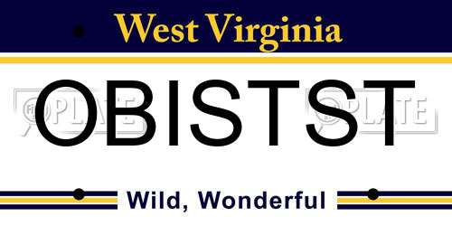 OBISTST West Virginia License Plate