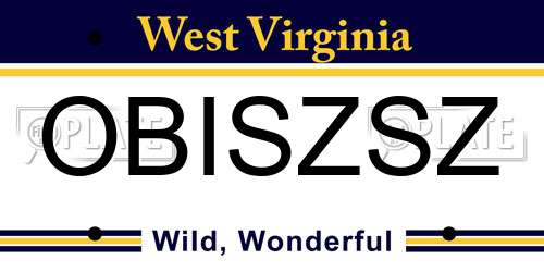 OBISZSZ West Virginia License Plate