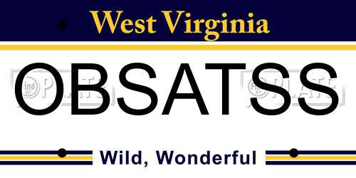 OBSATSS West Virginia License Plate