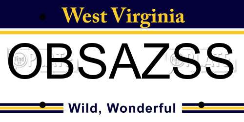 OBSAZSS West Virginia License Plate