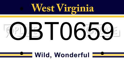 OBT0659 West Virginia License Plate