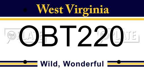 OBT220 West Virginia License Plate