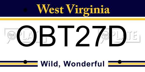 OBT27D West Virginia License Plate