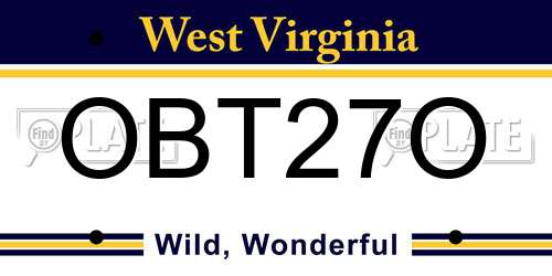 OBT27O West Virginia License Plate