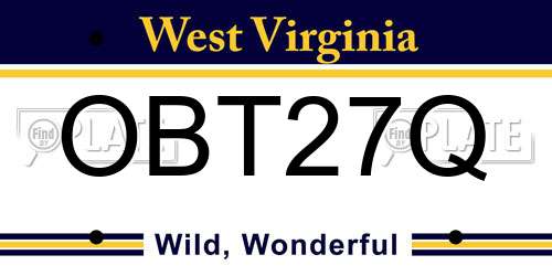 OBT27Q West Virginia License Plate