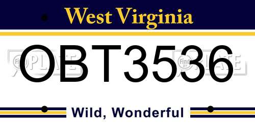 OBT3536 West Virginia License Plate