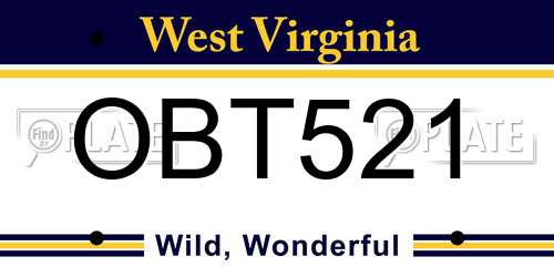 OBT521 West Virginia License Plate
