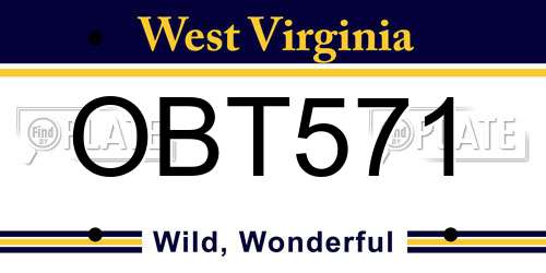 OBT571 West Virginia License Plate