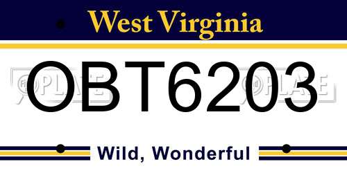 OBT6203 West Virginia License Plate