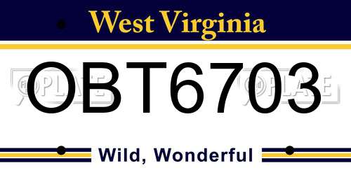 OBT6703 West Virginia License Plate