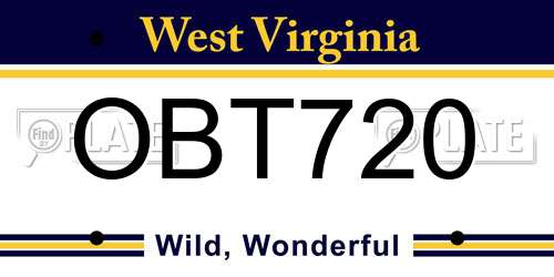OBT720 West Virginia License Plate