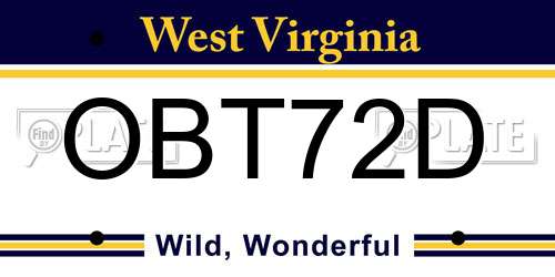 OBT72D West Virginia License Plate