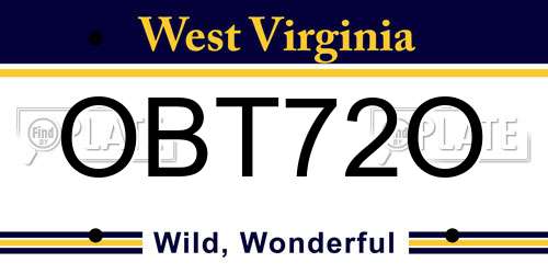 OBT72O West Virginia License Plate