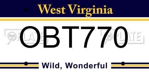 OBT770 West Virginia License Plate