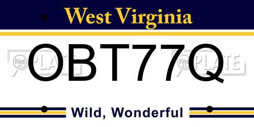 OBT77Q West Virginia License Plate