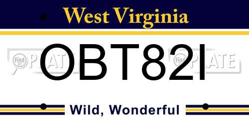 OBT82I West Virginia License Plate