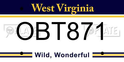 OBT871 West Virginia License Plate