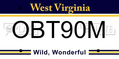 OBT90M West Virginia License Plate