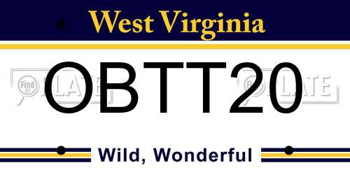 OBTT20 West Virginia License Plate