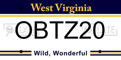 OBTZ20 West Virginia License Plate