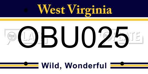 OBU025 West Virginia License Plate