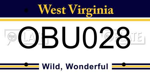 OBU028 West Virginia License Plate