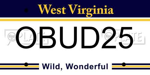 OBUD25 West Virginia License Plate