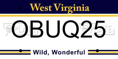OBUQ25 West Virginia License Plate