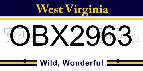 OBX2963 West Virginia License Plate