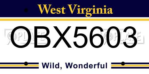 OBX5603 West Virginia License Plate