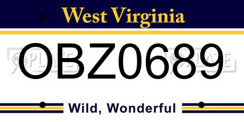 OBZ0689 West Virginia License Plate