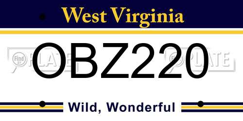 OBZ220 West Virginia License Plate