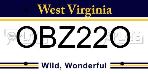 OBZ22O West Virginia License Plate
