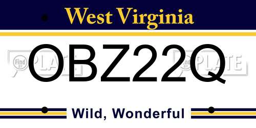 OBZ22Q West Virginia License Plate