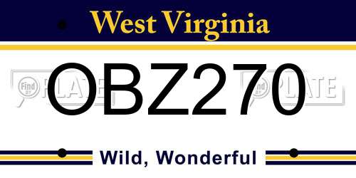 OBZ270 West Virginia License Plate