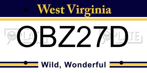 OBZ27D West Virginia License Plate