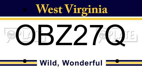 OBZ27Q West Virginia License Plate