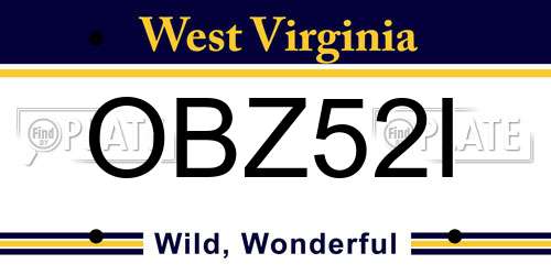 OBZ52I West Virginia License Plate