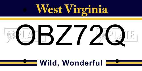 OBZ72Q West Virginia License Plate