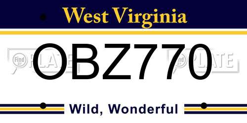 OBZ770 West Virginia License Plate