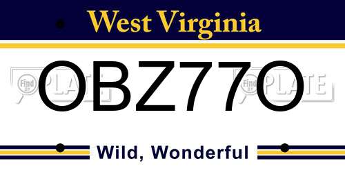 OBZ77O West Virginia License Plate