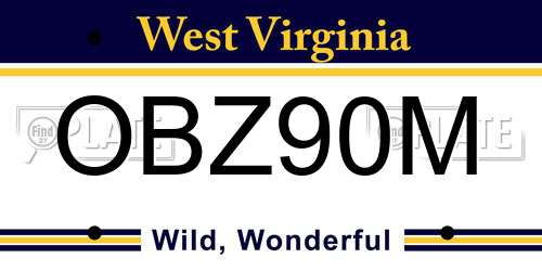 OBZ90M West Virginia License Plate