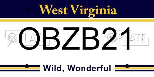 OBZB21 West Virginia License Plate