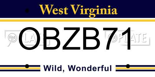 OBZB71 West Virginia License Plate