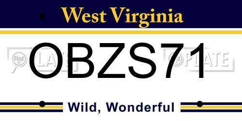 OBZS71 West Virginia License Plate