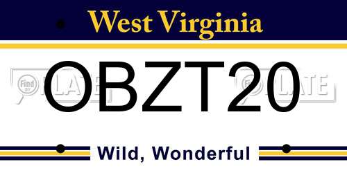 OBZT20 West Virginia License Plate